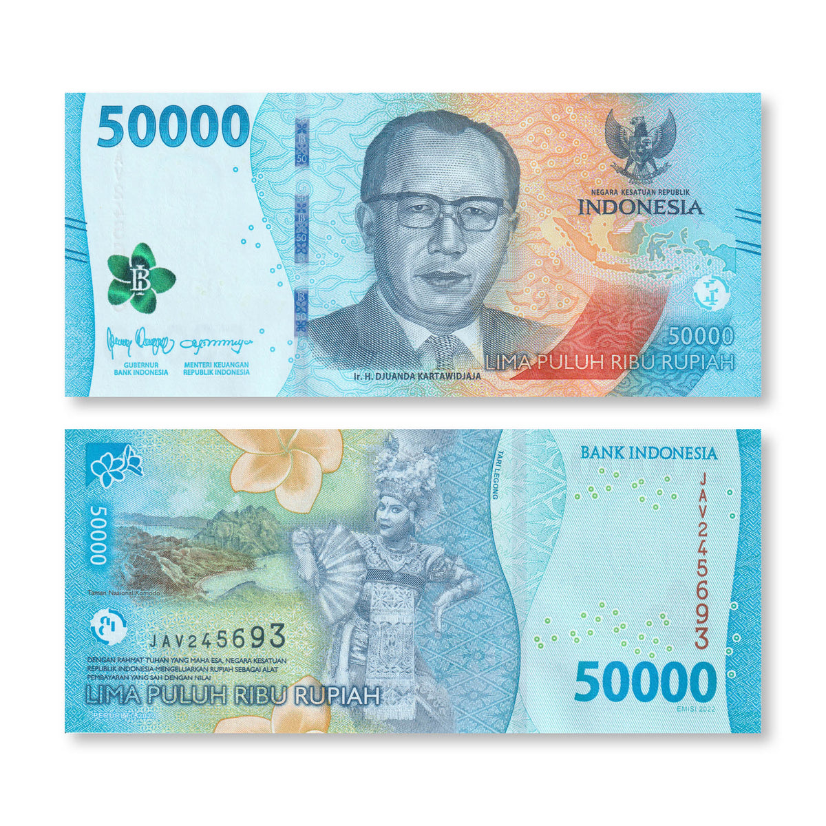 Indonesia 50000 Rupiah, 2022, B622a, UNC - Robert's World Money - World Banknotes