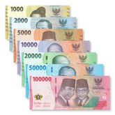 Indonesia Full Set: 1,000–100,000 Rupiah, 2022, B617–B623, UNC - Robert's World Money - World Banknotes