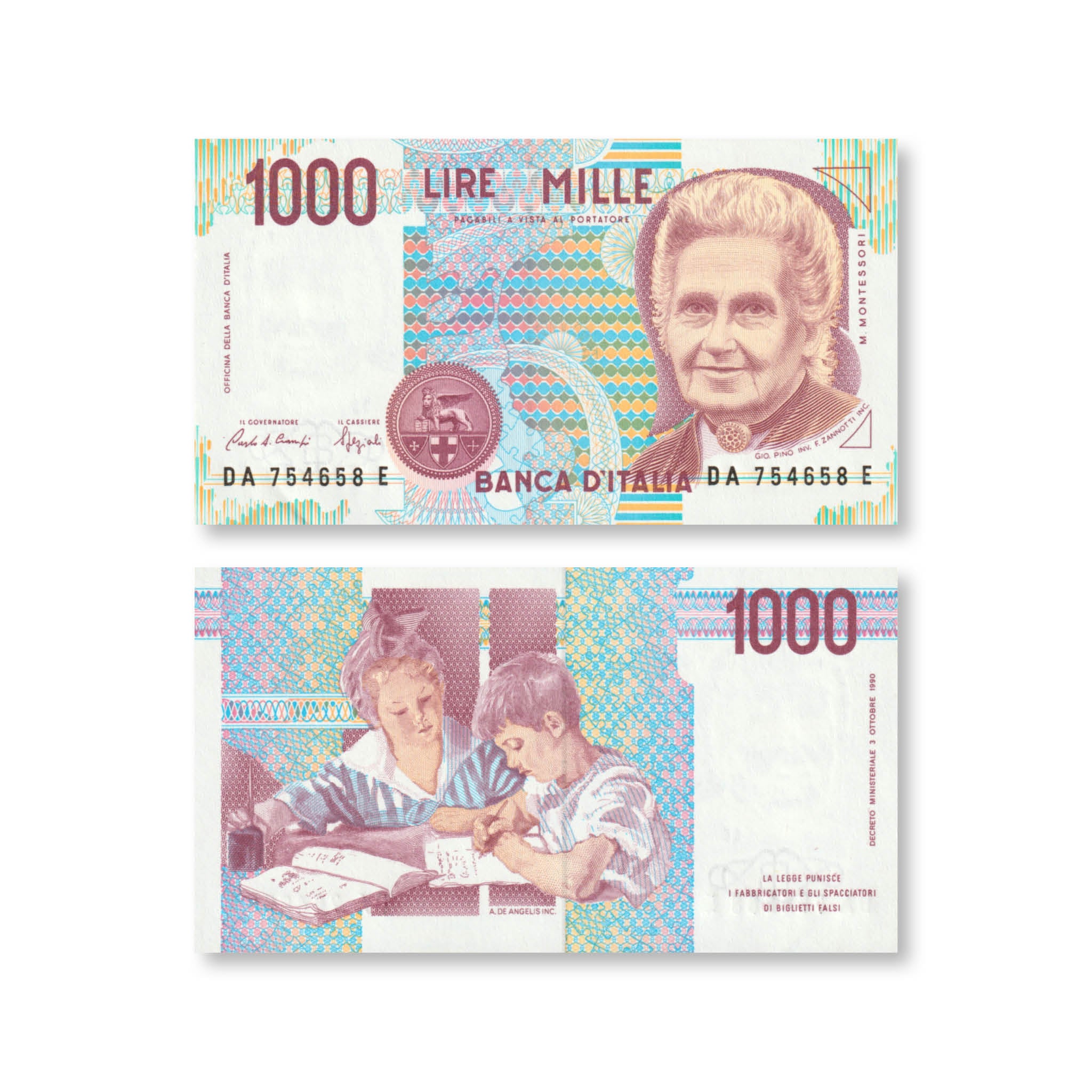 Italy 1000 Lire, 1990, B465a, P114a, UNC - Robert's World Money - World Banknotes