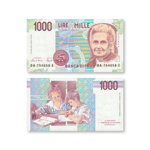 Italy 1000 Lire, 1990, B465a, P114a, UNC - Robert's World Money - World Banknotes