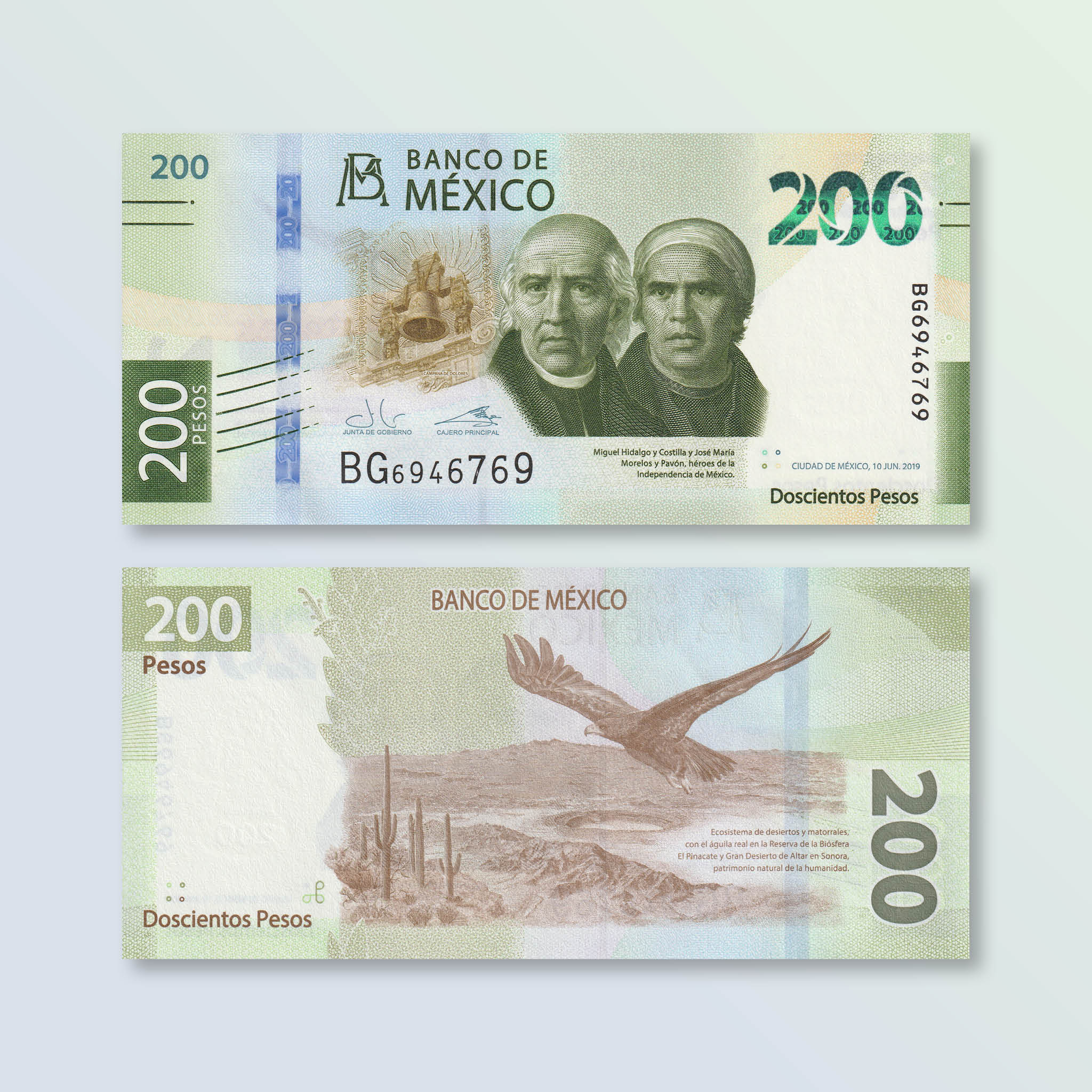 Mexico 200 Pesos, 2019, B716c, UNC - Robert's World Money - World Banknotes