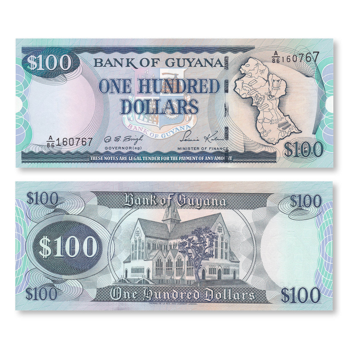 Guyana 100 Dollars, 1998, B109c, P31, UNC - Robert's World Money - World Banknotes