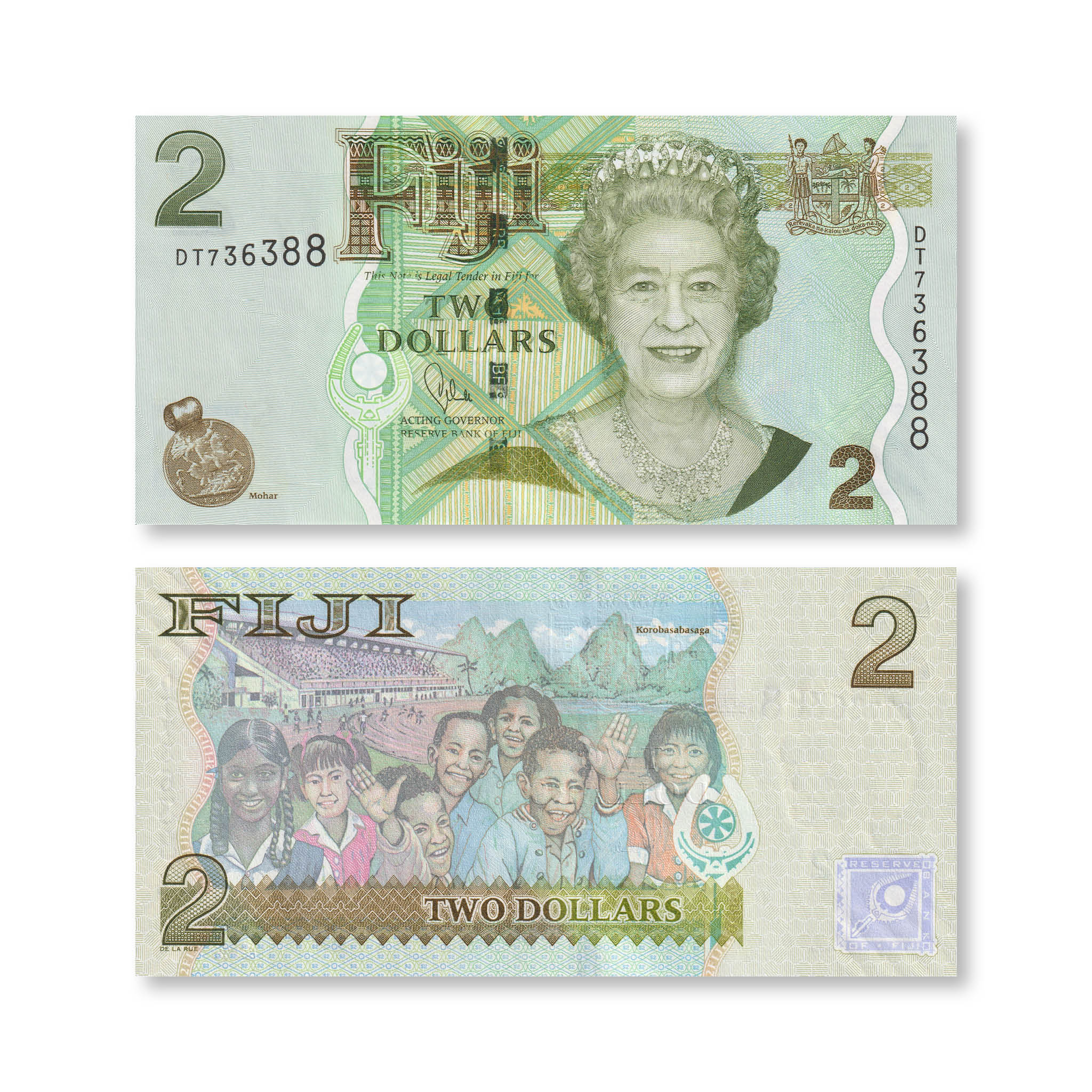 Fiji 2 Dollars, 2011, B520b, P109b, UNC - Robert's World Money - World Banknotes