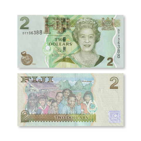 Fiji 2 Dollars, 2011, B520b, P109b, UNC - Robert's World Money - World Banknotes