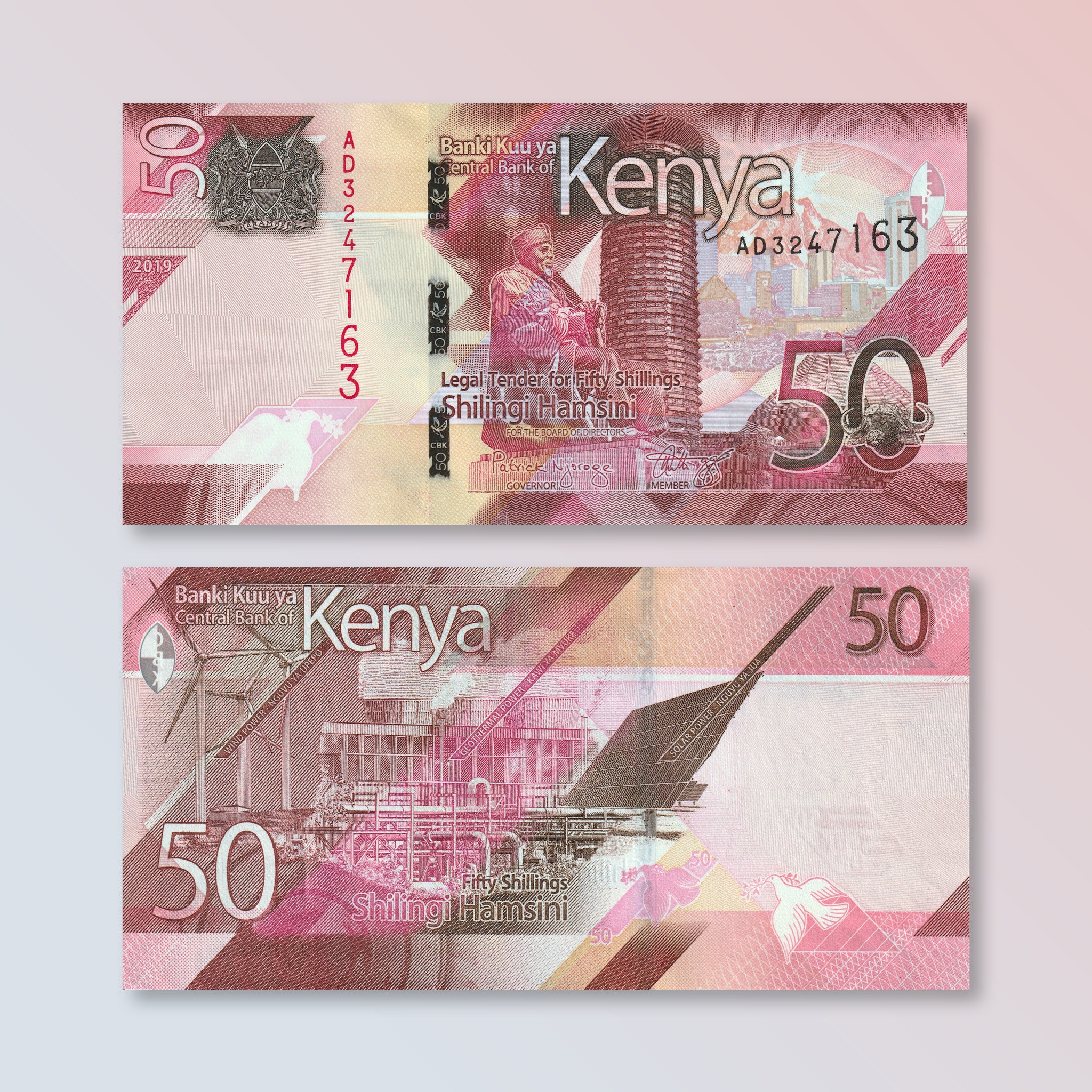 Kenya 50 Shillings, 2019, B144a, UNC - Robert's World Money - World Banknotes