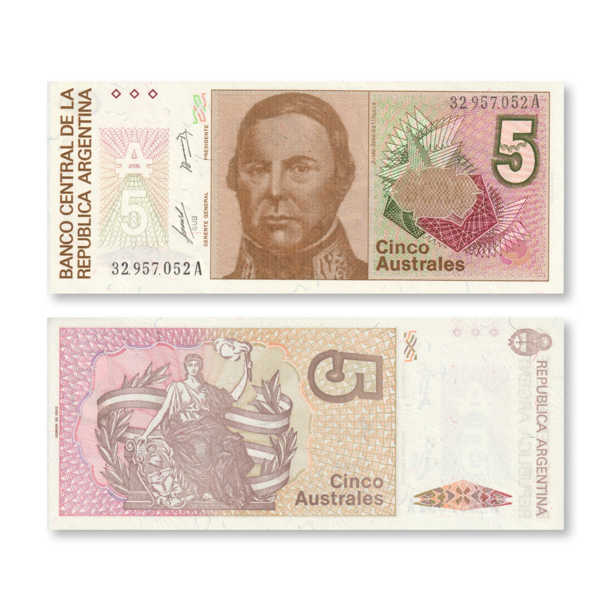 Argentina 5 Australes, 1986, B377a, P324b, UNC - Robert's World Money - World Banknotes