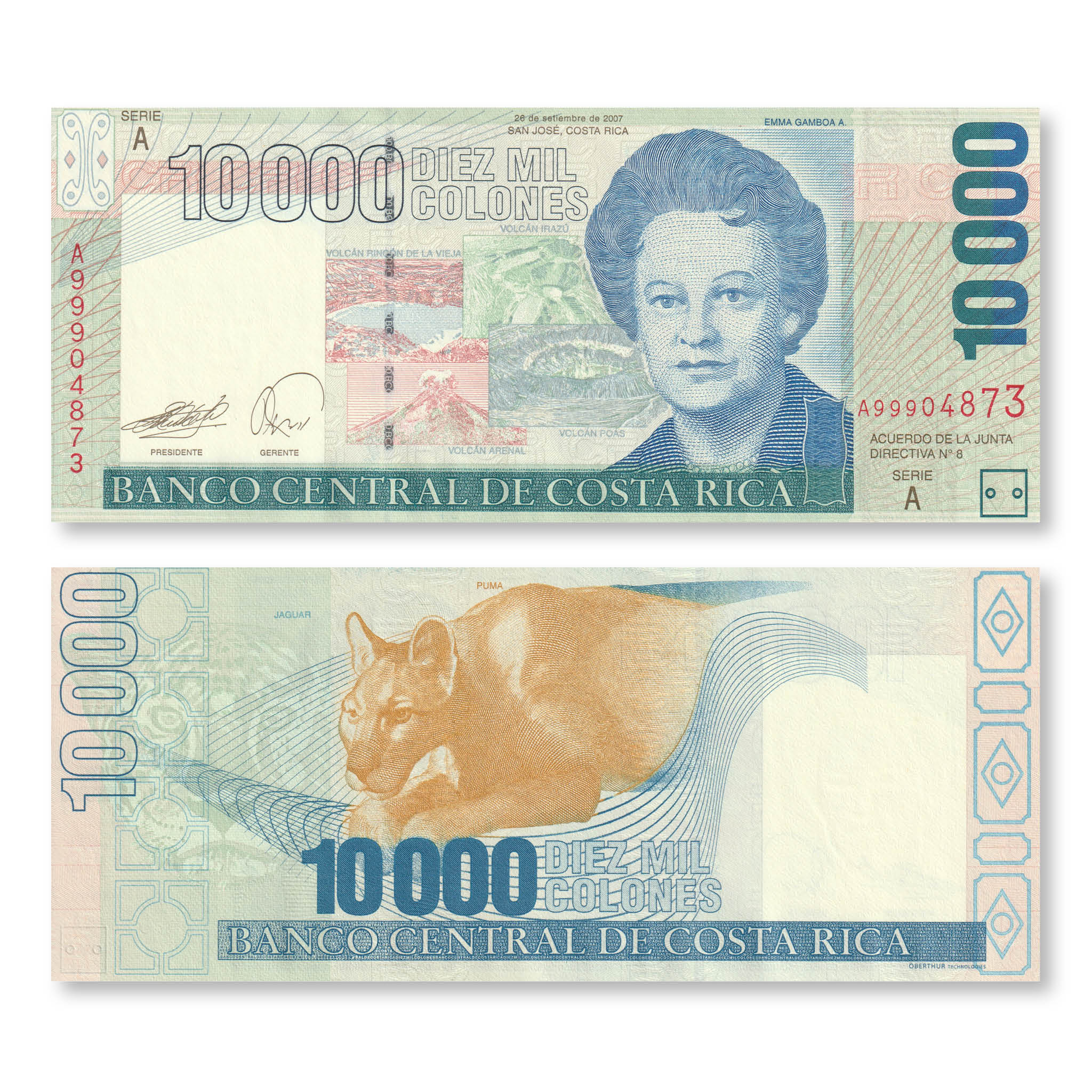 Costa Rica 10000 Colones, 2007, B551e, P267e, UNC - Robert's World Money - World Banknotes