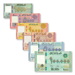 Lebanon Full Set: 1,000–100,000 Pounds, 2016–2021, UNC