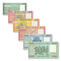 Lebanon Full Set: 1,000–100,000 Pounds, 2016–2021, UNC