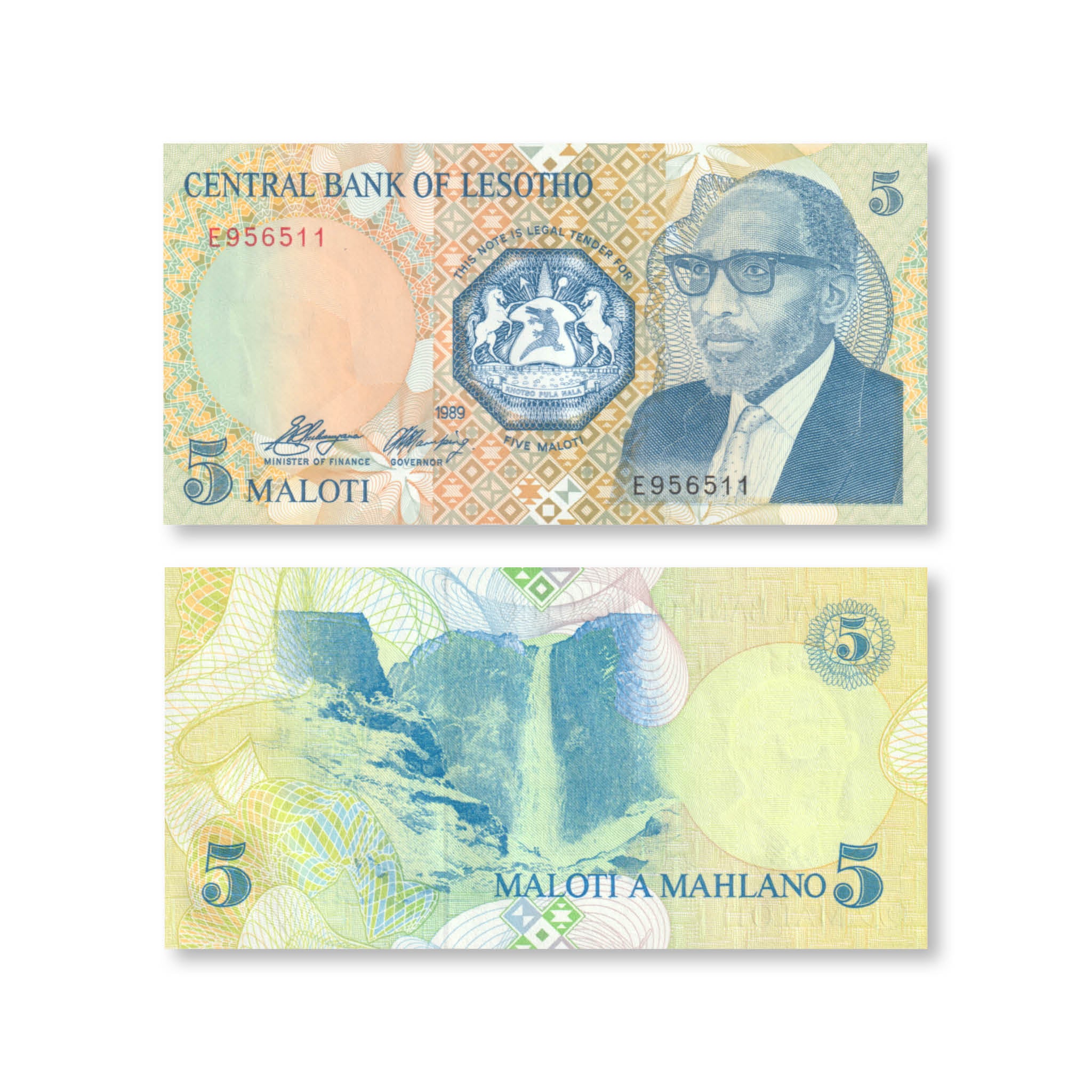 Lesotho 5 Maloti, 1989, B207a, P10a, UNC - Robert's World Money - World Banknotes