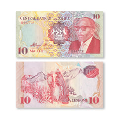 Lesotho 10 Maloti, 1989, B208a, P11a, UNC - Robert's World Money - World Banknotes