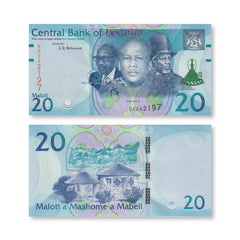 Lesotho 20 Maloti, 2021, B228a, UNC - Robert's World Money - World Banknotes