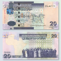 Libya 20 Dinars, 2008, Organization of African Unity, B534b, P67b, UNC