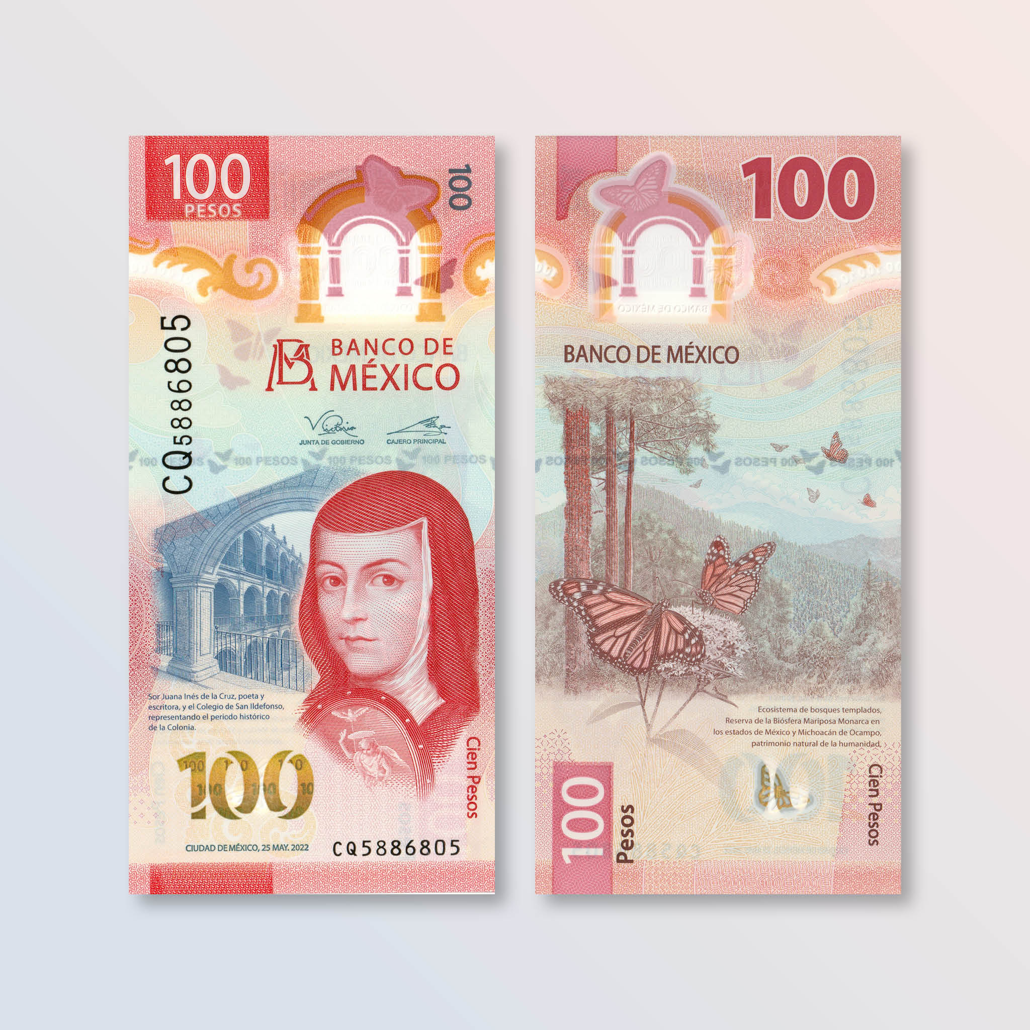 Mexico 100 Pesos, 2022, B715f, IBNS Banknote of the Year 2020, UNC - Robert's World Money - World Banknotes