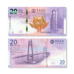 Macau Commemorative Pair: 20 Patacas, 2019, Return to China, B090a/B235a, UNC