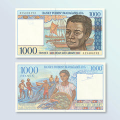 Madagascar 1000 Francs, 1994, B312a, P76a, UNC