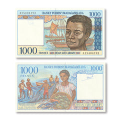 Madagascar 1000 Francs, 1994, B312a, P76a, UNC
