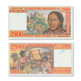 Madagascar 2500 Francs, 1998, B313a, P81, UNC - Robert's World Money - World Banknotes
