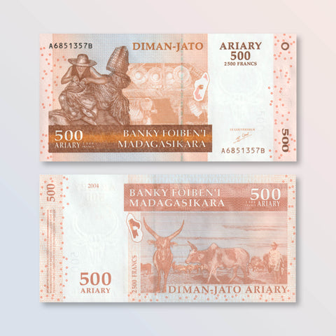 Madagascar 500 Ariary, 2004, B322a, P88a, UNC - Robert's World Money - World Banknotes
