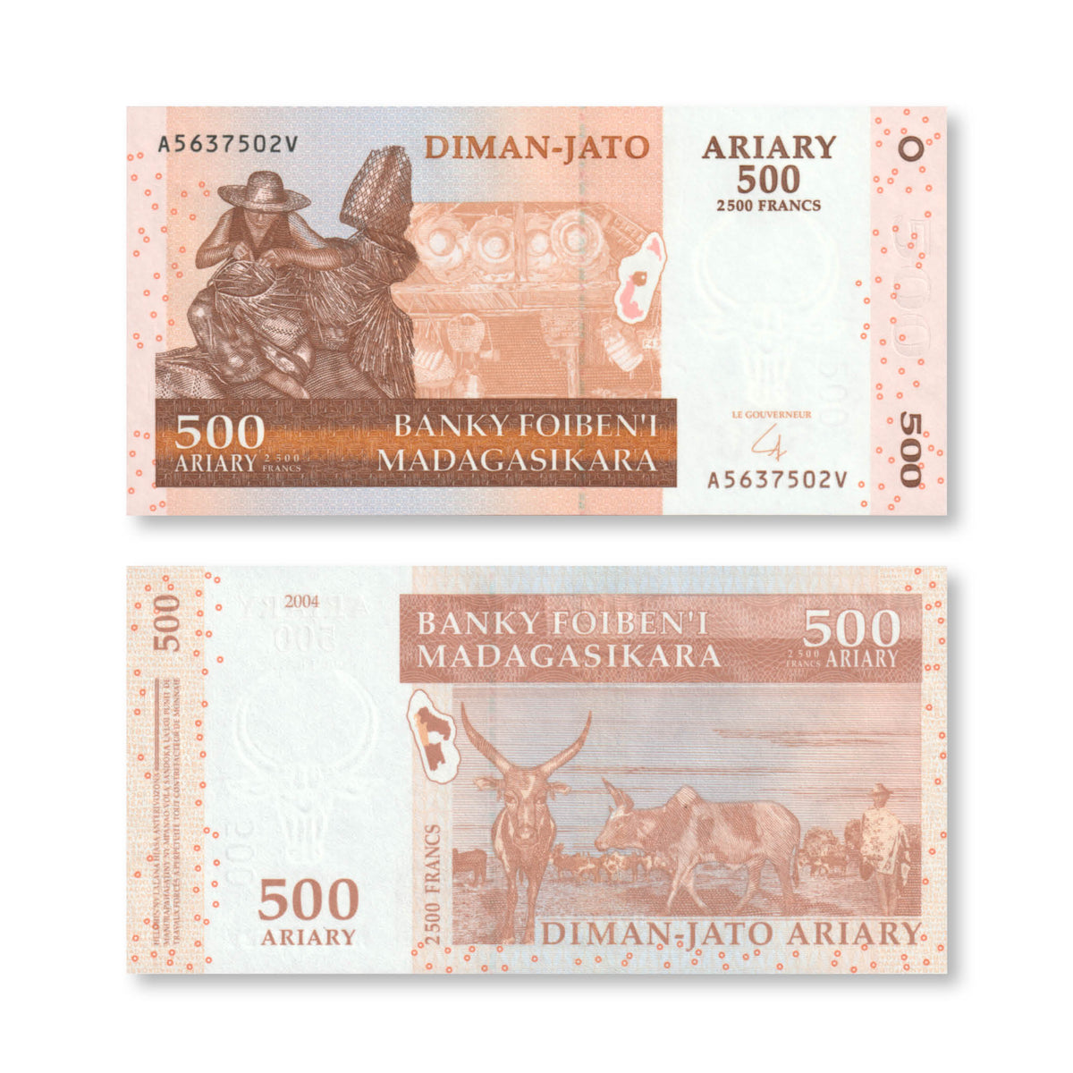 Madagascar 500 Ariary, 2004 (2014), B322c, P95a, UNC - Robert's World Money - World Banknotes