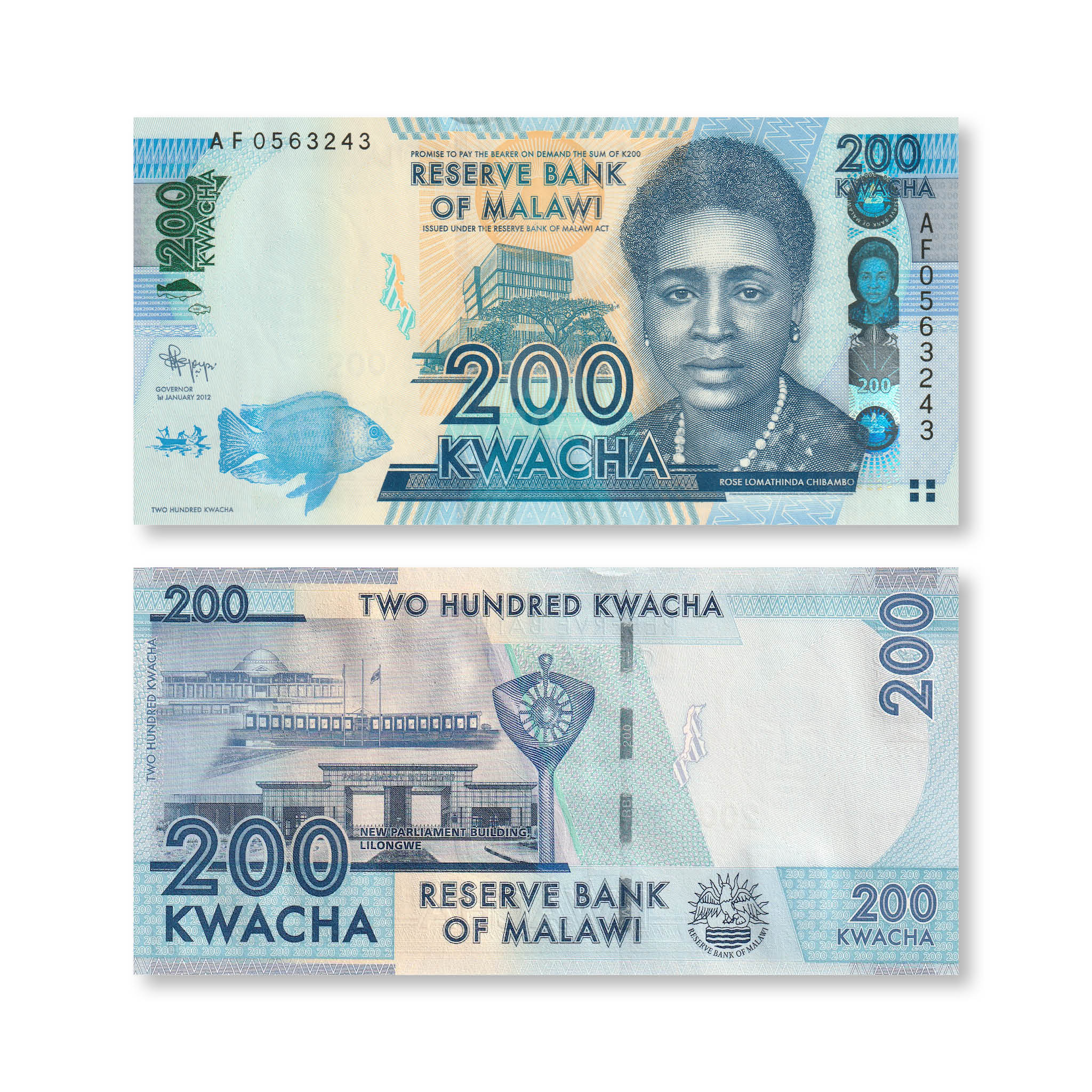 Malawi 200 Kwacha, 2012, B153a, P60a, UNC - Robert's World Money - World Banknotes