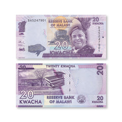Malawi 20 Kwacha, 2016, B157c, P63c, UNC - Robert's World Money - World Banknotes