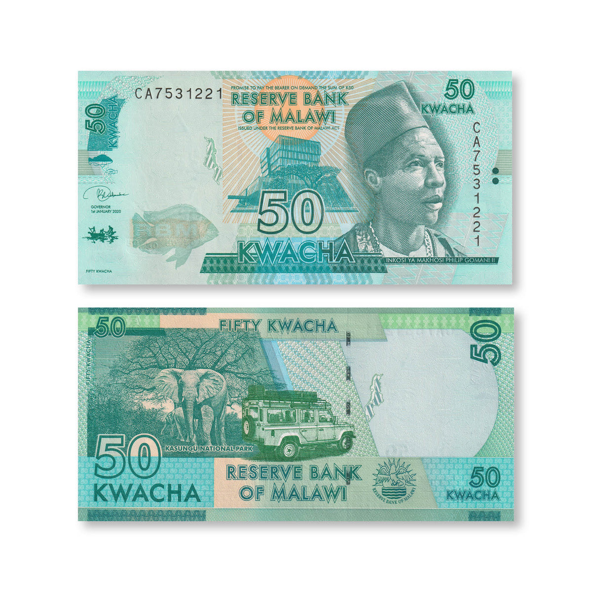 Malawi 50 Kwacha, 2020, B158g, P64, UNC - Robert's World Money - World Banknotes