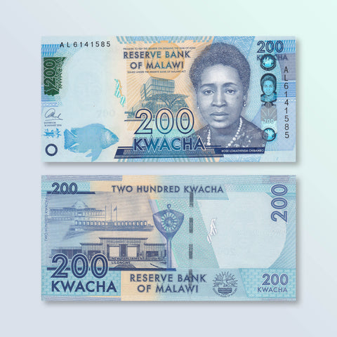 Malawi 200 Kwacha, 2016, B160a, P60c, UNC - Robert's World Money - World Banknotes