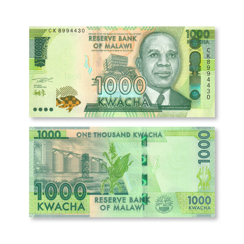 Malawi 1000 Kwacha, 2021, B162e, P67, UNC - Robert's World Money - World Banknotes