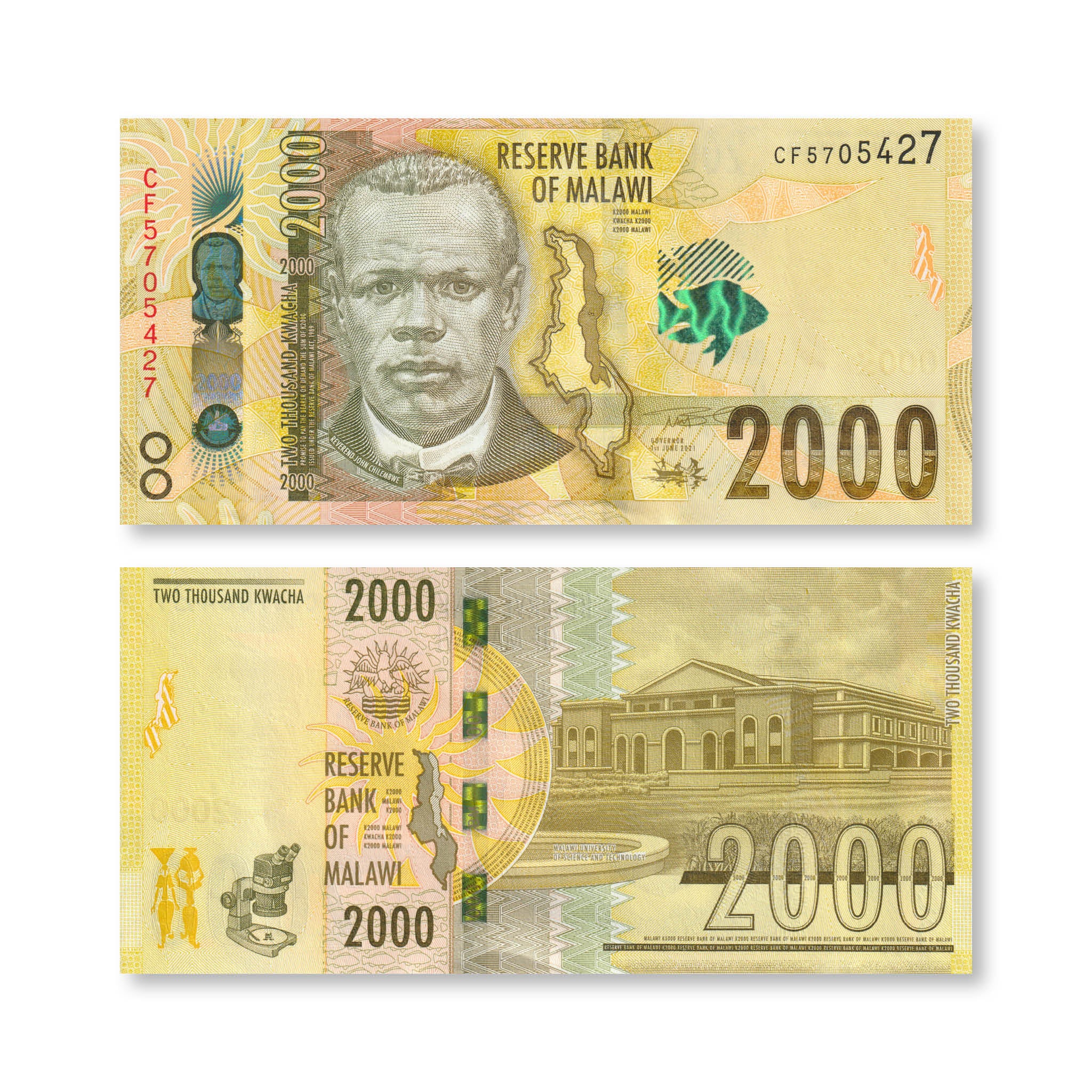 Malawi Full Set: 20–5,000 Kwacha, 2014–2022, B157–B165, UNC - Robert's World Money - World Banknotes
