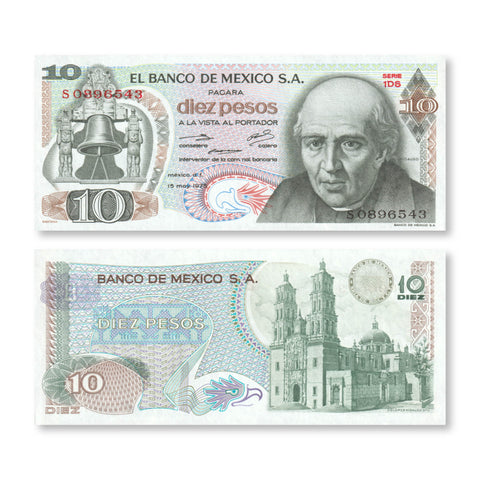 Mexico 10 Pesos, 1975, B643h, P63h, UNC - Robert's World Money - World Banknotes