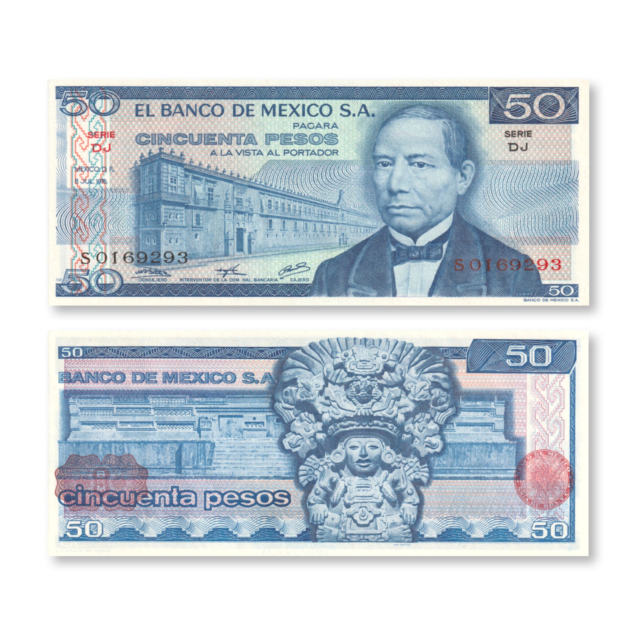 Mexico 50 Pesos, 1976, B645b, P65b, UNC - Robert's World Money - World Banknotes