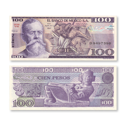 Mexico 100 Pesos, 1982, B650c, P74c, UNC - Robert's World Money - World Banknotes