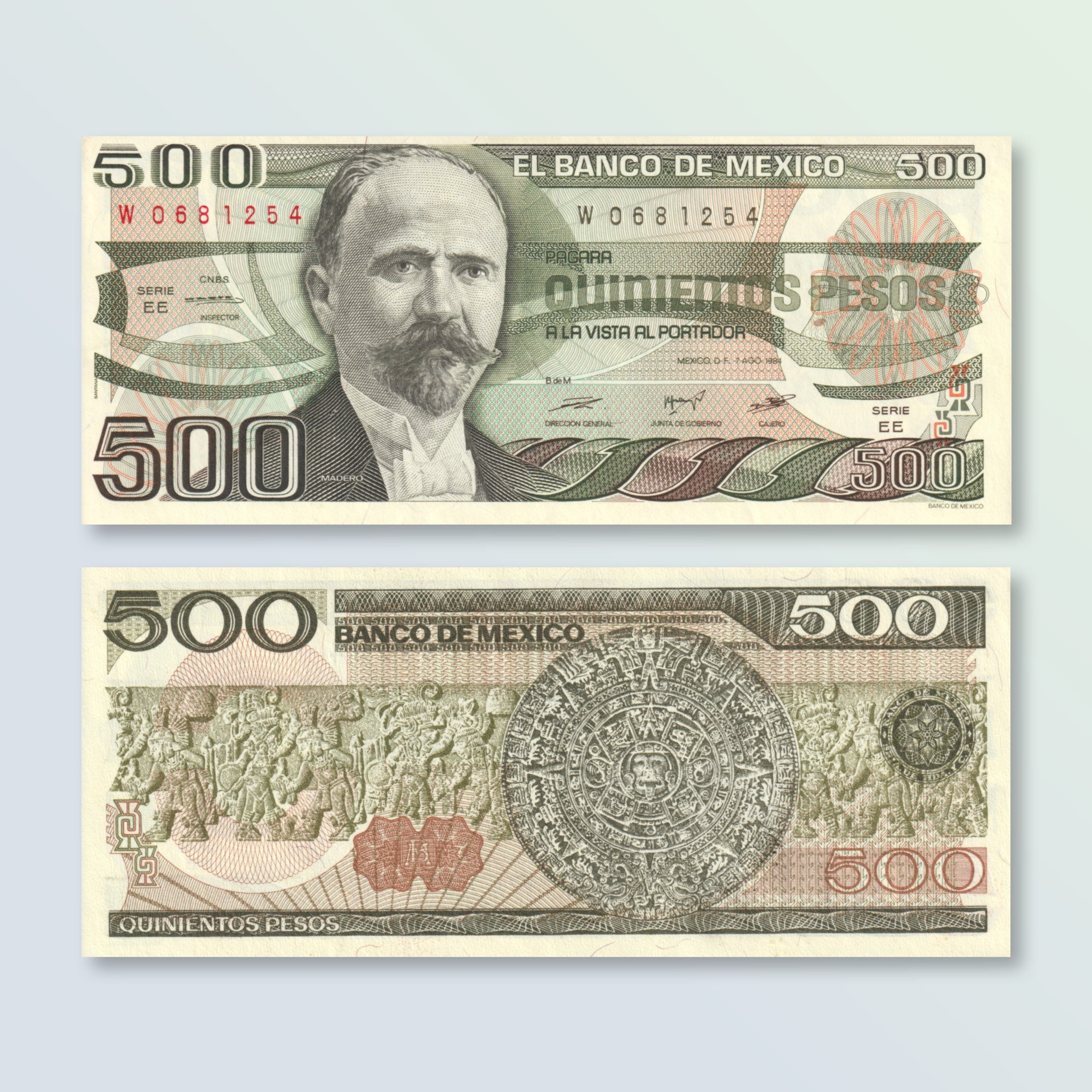 Mexico 500 Pesos, 1984, B653b, P79b, UNC - Robert's World Money - World Banknotes