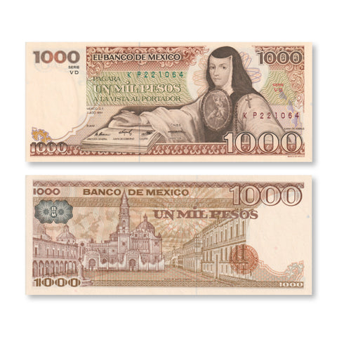 Mexico 1000 Pesos, 1984, B656b, P80b, UNC - Robert's World Money - World Banknotes