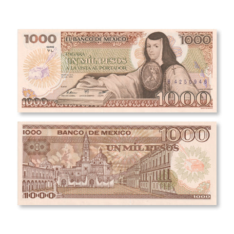 Mexico 1000 Pesos, 1985, B658a, P85a, UNC - Robert's World Money - World Banknotes