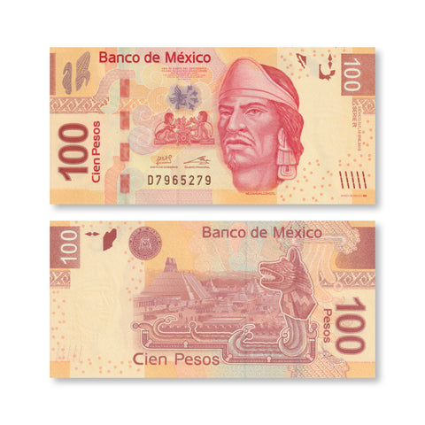 Mexico 100 Pesos, 2012, B706f, P124r, UNC - Robert's World Money - World Banknotes