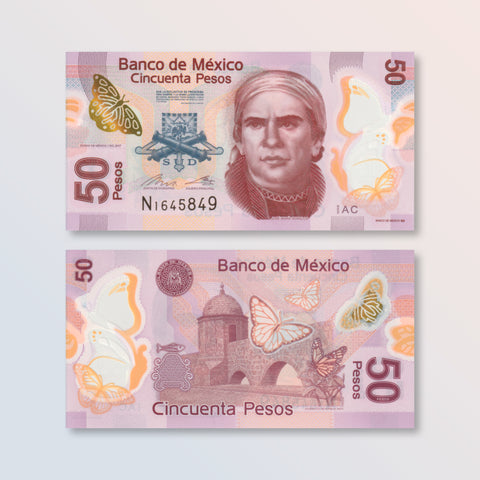 Mexico 50 Pesos, 2017, B712j, P123A, UNC - Robert's World Money - World Banknotes