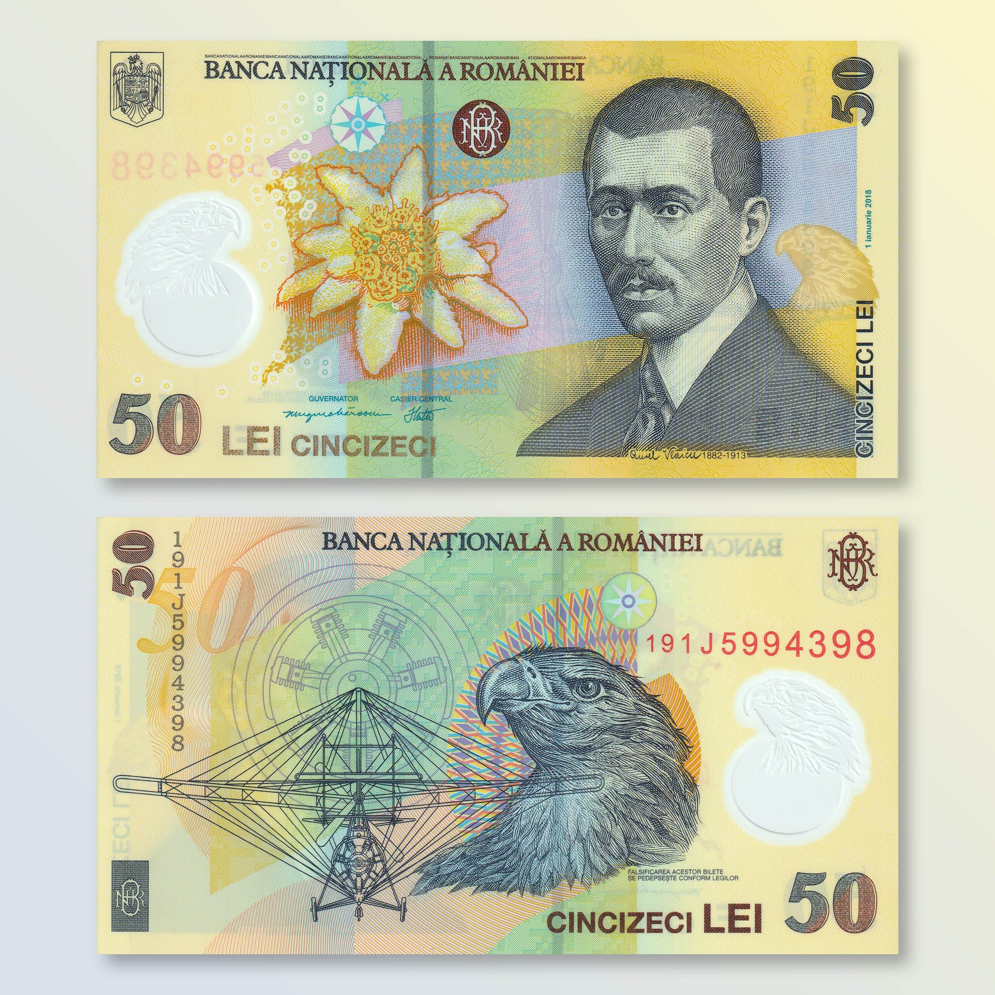 Romania 50 Lei, 2018 (2019), B289b, P120, UNC - Robert's World Money - World Banknotes