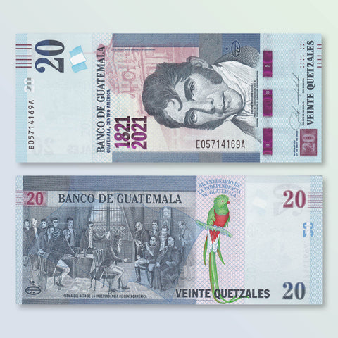 Guatemala 20 Quetzales, 2020 (2021), B610a, UNC - Robert's World Money - World Banknotes