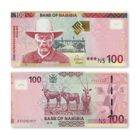Namibia 100 Dollars, 2018, B212b, P14, UNC - Robert's World Money - World Banknotes