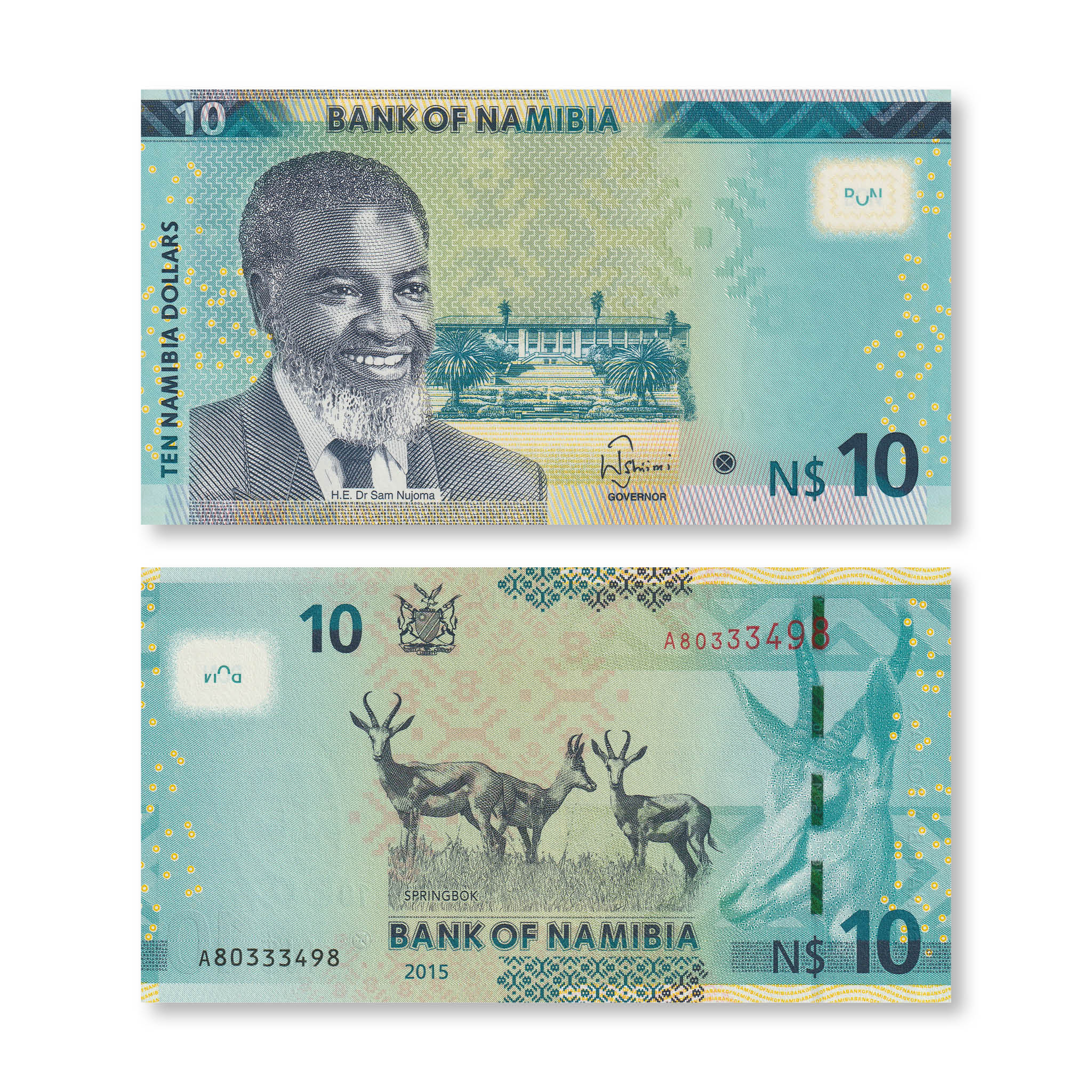 Namibia 10 Dollars, 2015, B216a, P16, UNC - Robert's World Money - World Banknotes