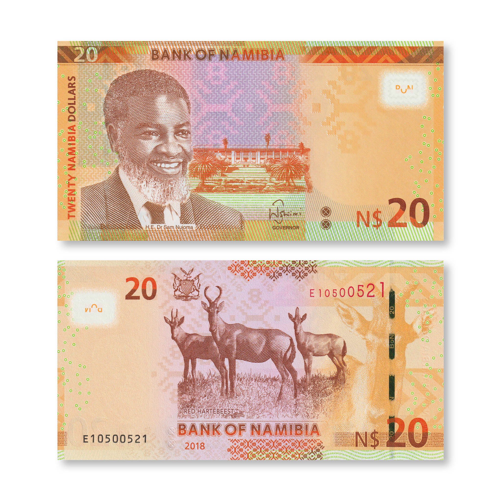 Namibia 20 Dollars, 2018, B217b, P17, UNC - Robert's World Money - World Banknotes