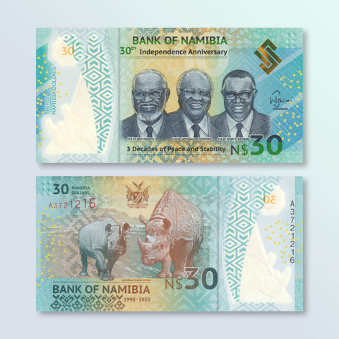 Namibia 30 Dollars, 2020 Commemorative, B218a, UNC - Robert's World Money - World Banknotes