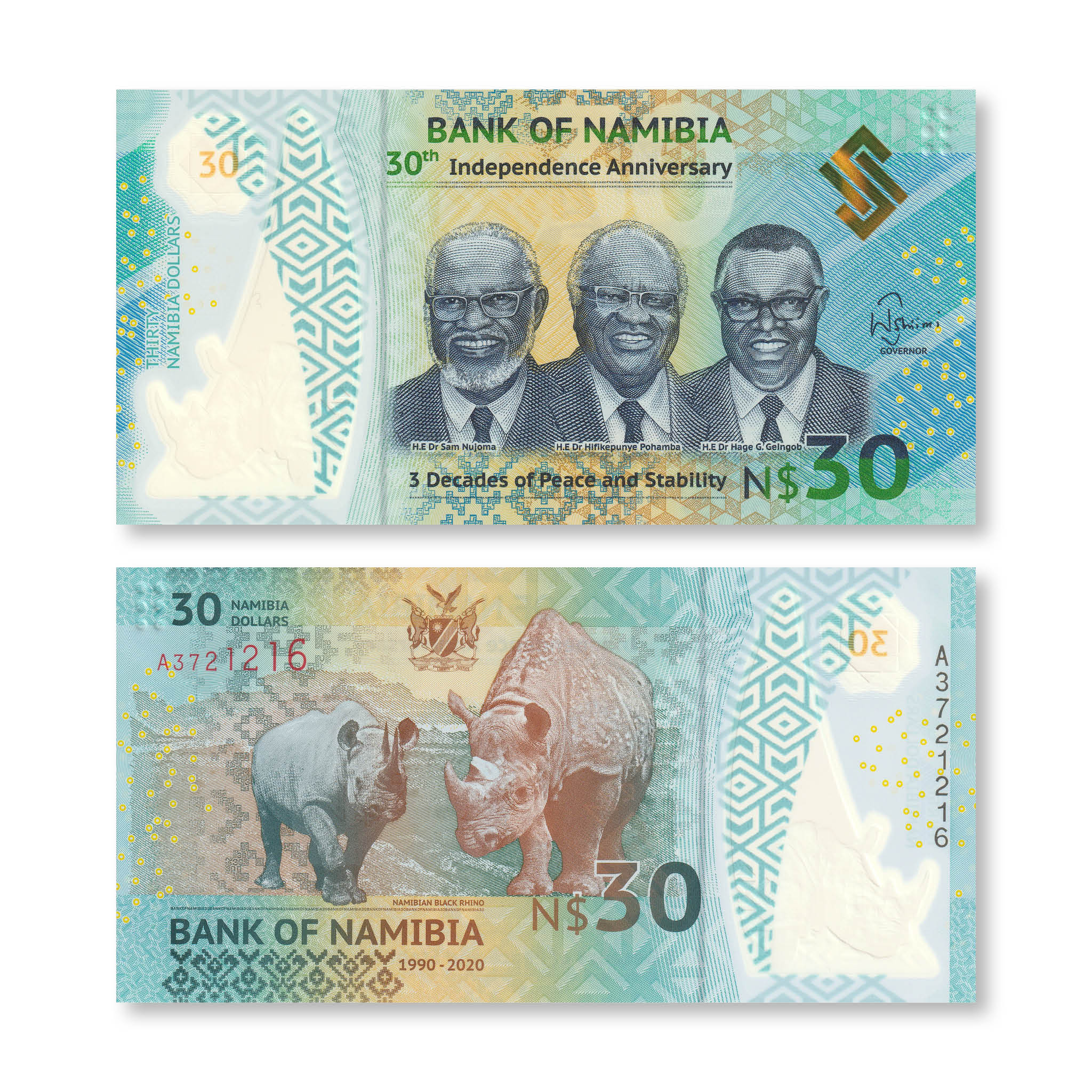 Namibia 30 Dollars, 2020 Commemorative, B218a, UNC - Robert's World Money - World Banknotes