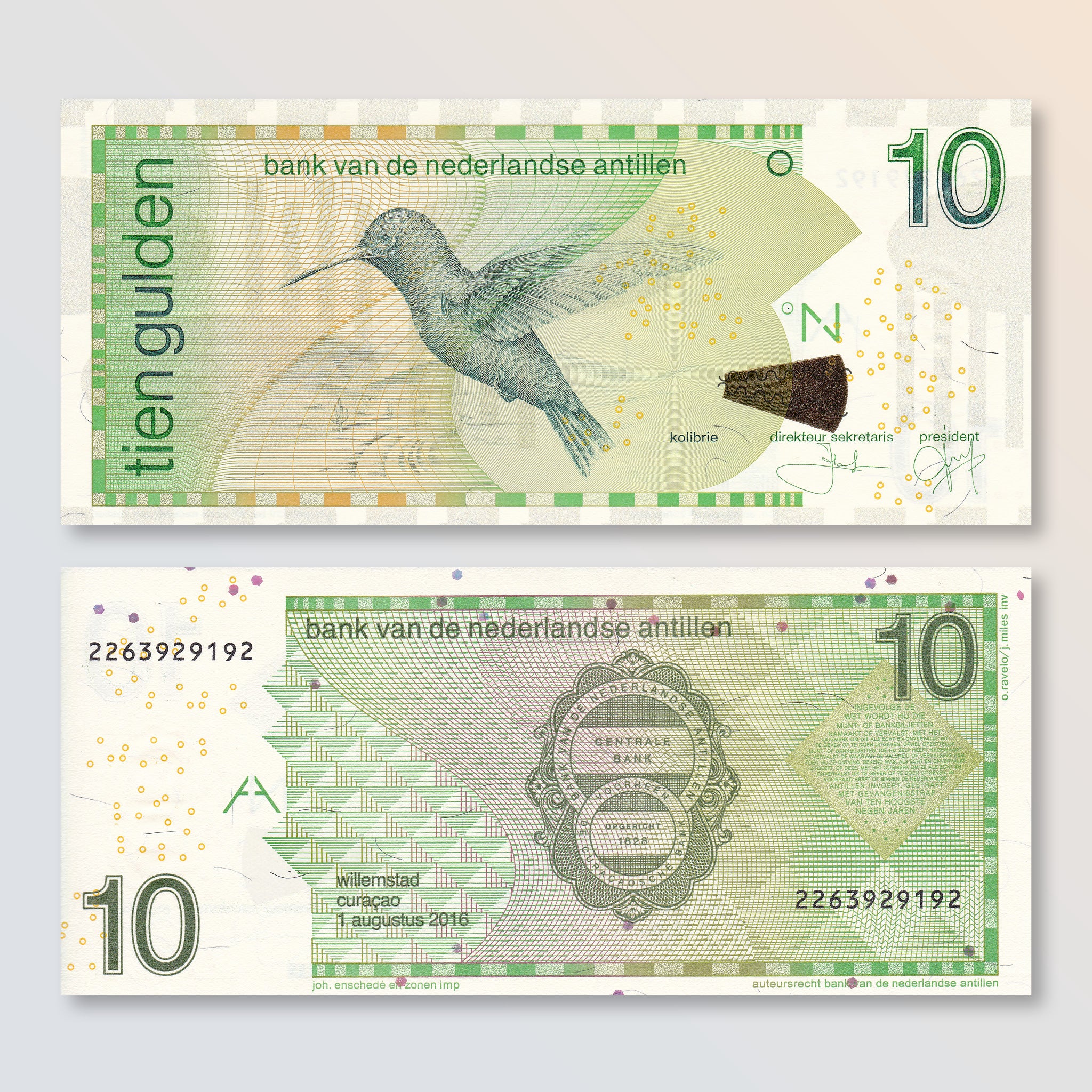 Netherlands Antilles 10 Gulden, 2016, B225h, P28h, UNC - Robert's World Money - World Banknotes