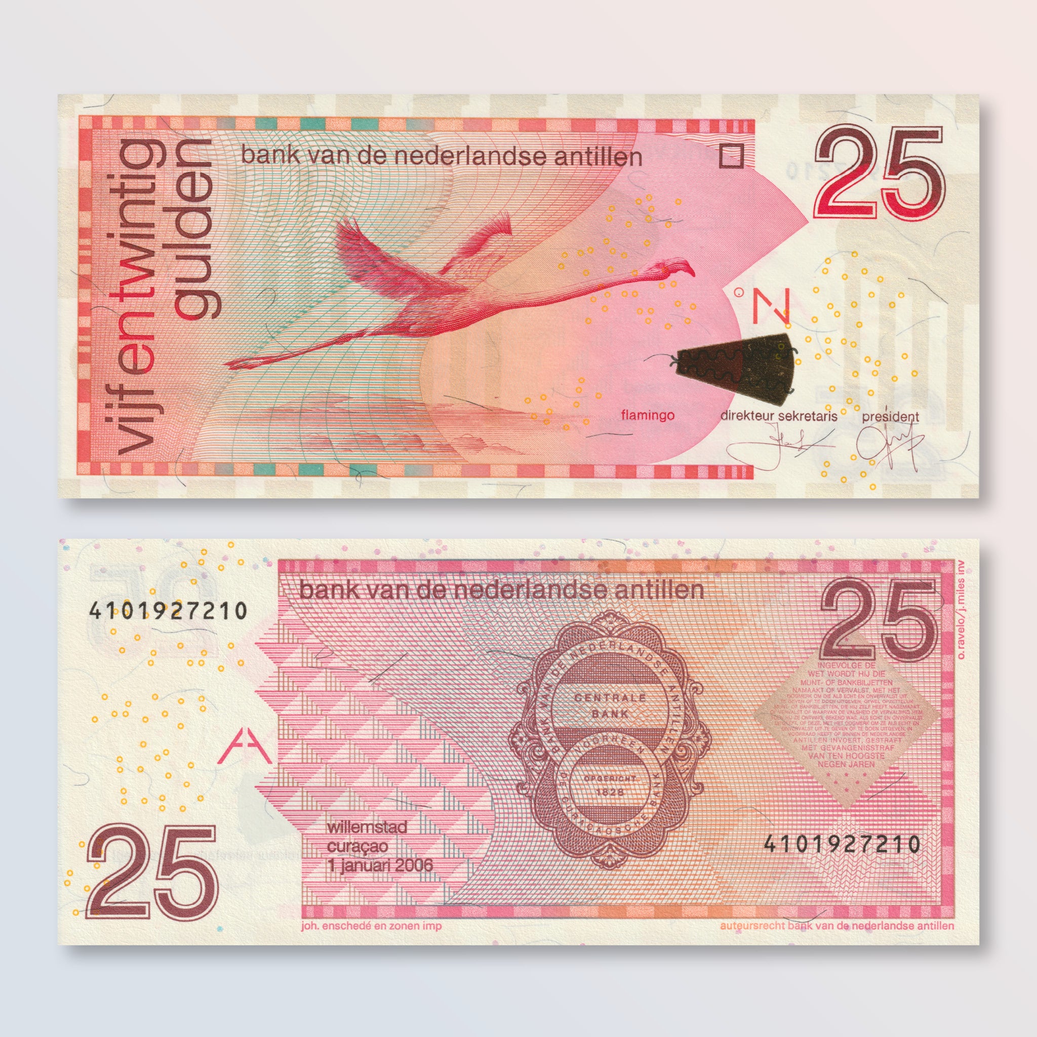 Netherlands Antilles 25 Gulden, 2006, B226d, P29d, UNC - Robert's World Money - World Banknotes
