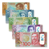 New Zealand Full Set: 5–100 Dollars, 2015–2016, B137–B141, P191–P195, UNC - Robert's World Money - World Banknotes