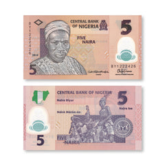 Nigeria 5 Naira, 2014, B234f, P38e, UNC
