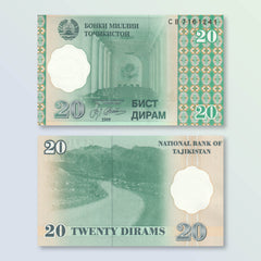 Tajikistan 20 Diram, 1999 (2000), B203a, P12, UNC - Robert's World Money - World Banknotes